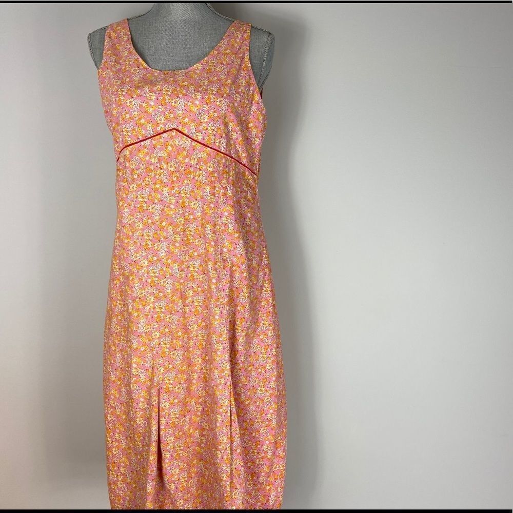 Vintage Pink Orange Floral Dress Handmade.Feminine Summer Romantic Poetcore - Picture 7 of 12